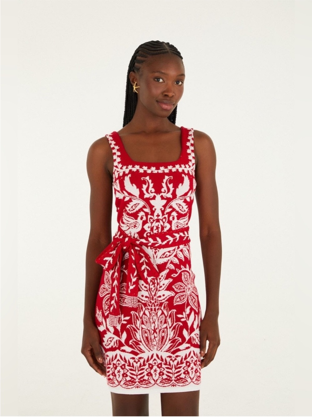 FARM RIO Red Miranda Knit Mini Dress